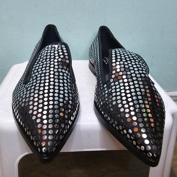 NIB AGL Rei Black & Light Capsule Satin Pointed Toe Flats Moccasin Loafers sz 38 - Picture 7 of 11